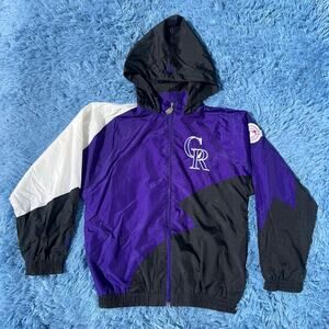 VINTAGE Colorado Rockies Windbreaker Size Large Youth Purple Mighty Mac 90s